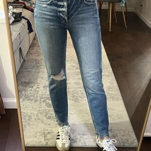 Trave High Rise Blue Distressed Jeans
